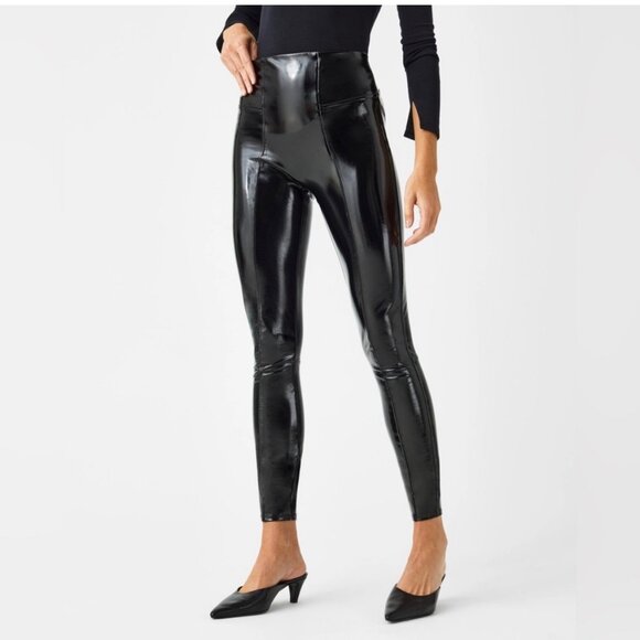 Spanx SPANXshape™ Faux Leather Patent Leggings Black Size Medium